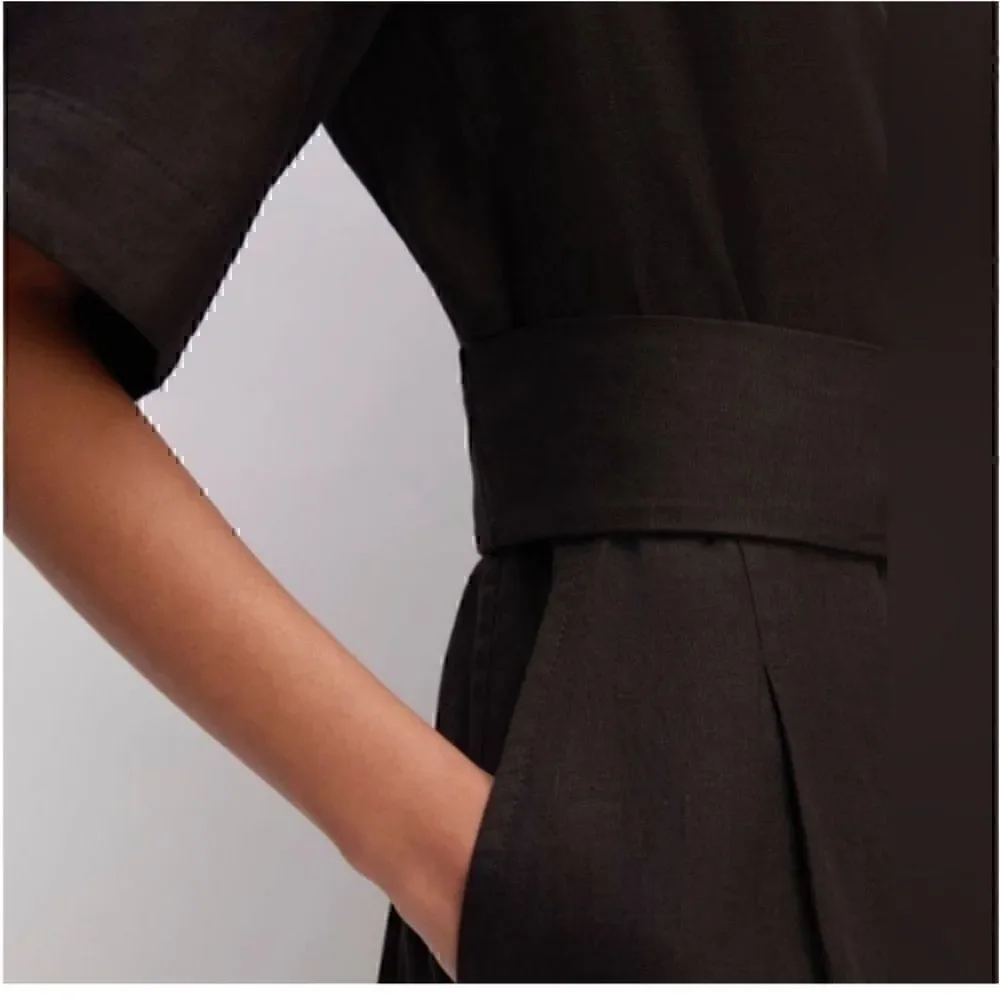 NEW Everlane The‎ Linen Cross Front Jumpsuit Black Size 0 Sustainable